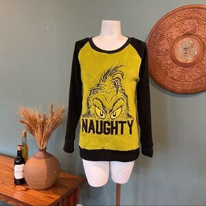 The Grinch Naughty Green Black Sweater XS